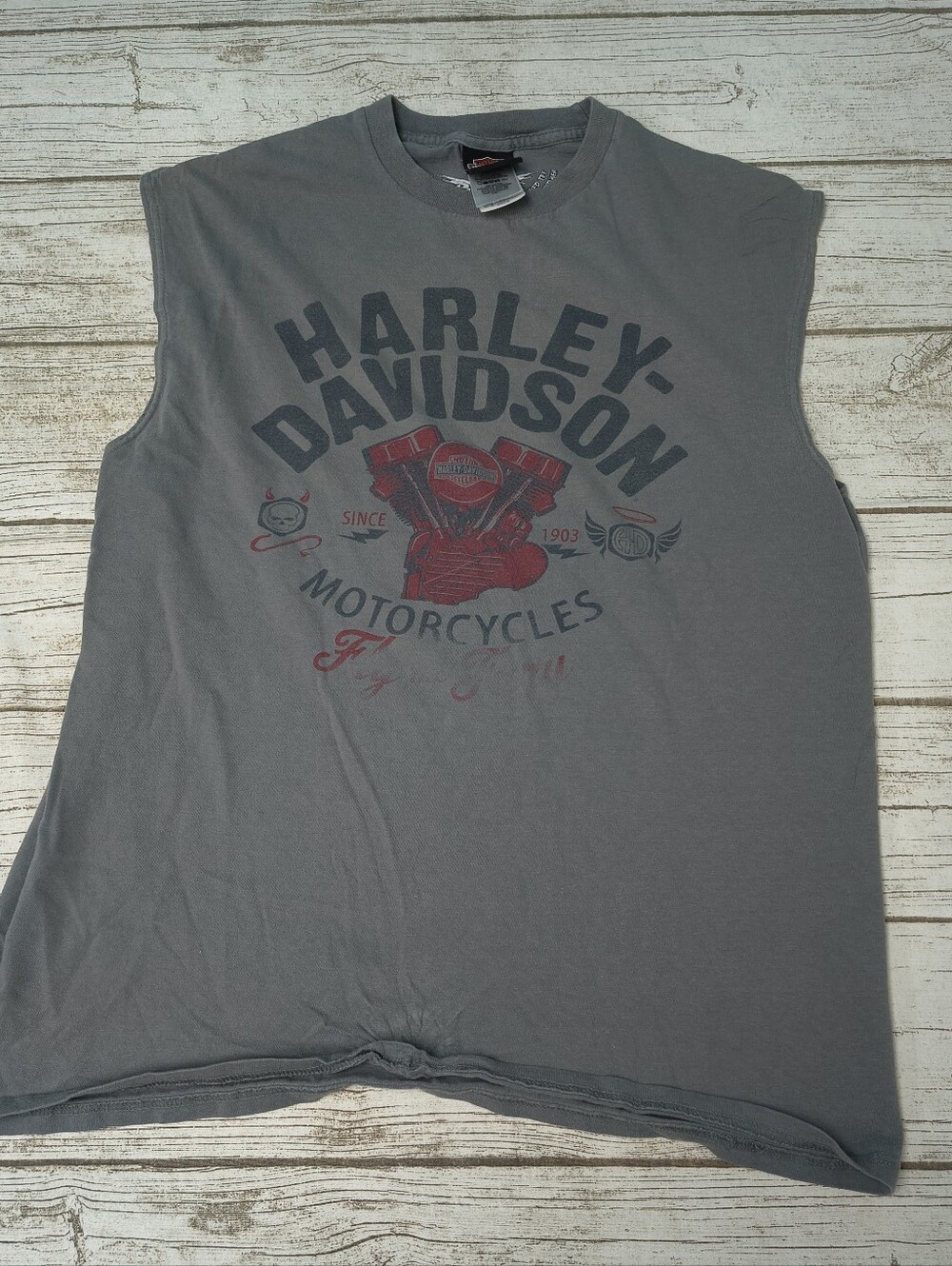 Harley Davidson Grey Cutoff Sleeve Muscle Shirt Men Size Large